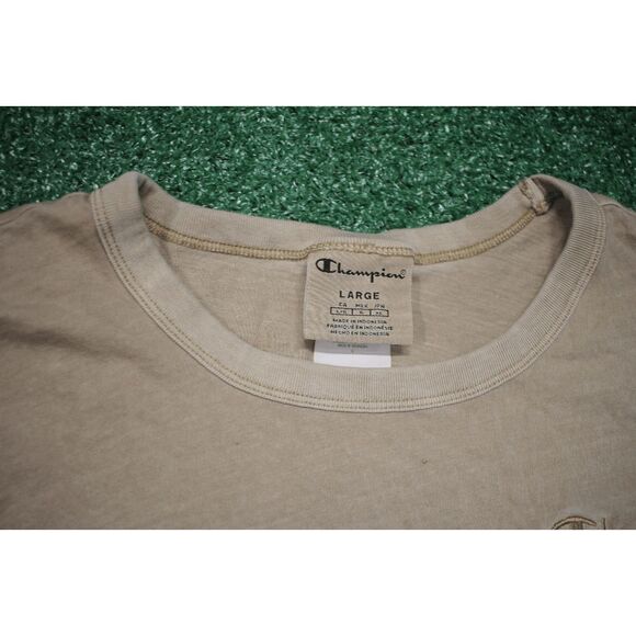 Champion Beige Logo T-Shirt Men’s Large Casual Athletic Tee - Picture 4 of 7